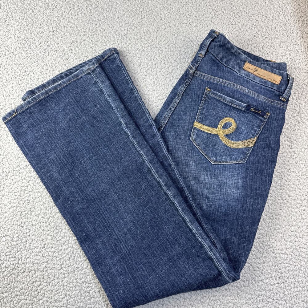 Women's Seven 7 Dark Wash Blue Jeans 5-Pocket Design Jeans Size 10 Bootcut